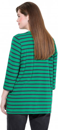Ulla Popken Striped 3/4 Sleeve A-Line Tee Moss Green - T-särgid - 