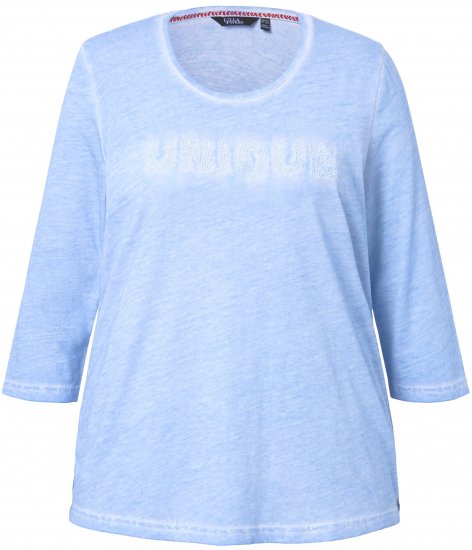 Ulla Popken UNIQUE Embroidered 3/4 Sleeve Tee Light Blue - T-särgid - 