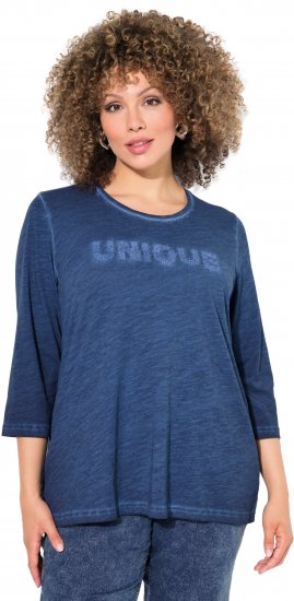 Ulla Popken UNIQUE Embroidered 3/4 Sleeve Tee Ink Blue - T-särgid - 