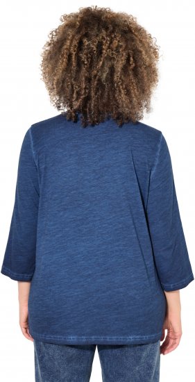 Ulla Popken UNIQUE Embroidered 3/4 Sleeve Tee Ink Blue - T-särgid - 