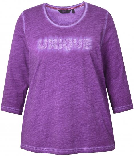 Ulla Popken UNIQUE Embroidered 3/4 Sleeve Tee Purple - T-särgid - 