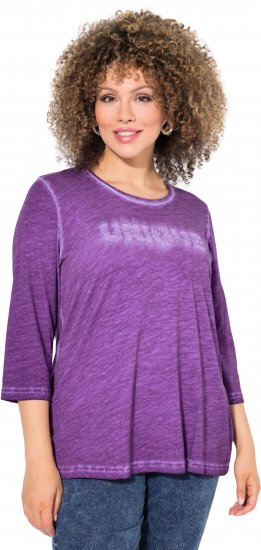 Ulla Popken UNIQUE Embroidered 3/4 Sleeve Tee Purple - T-särgid - 
