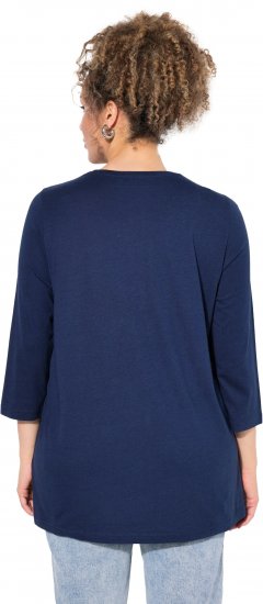 Ulla Popken Casual Mood Floral V-Neck Tee Navy - T-särgid - 