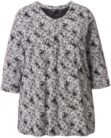 Ulla Popken Graphic Flower A-Line 3/4 Sleeve Tee Soft Light Blue - T-särgid - 