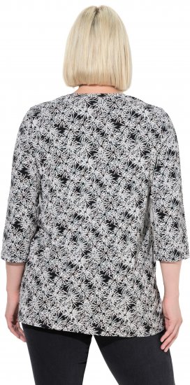 Ulla Popken Graphic Flower A-Line 3/4 Sleeve Tee Soft Light Blue - T-särgid - 
