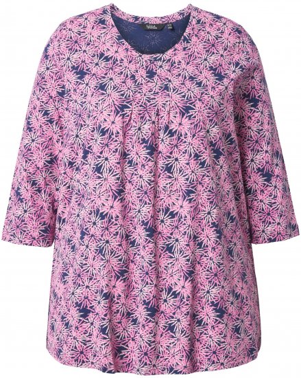 Ulla Popken Graphic Flower A-Line 3/4 Sleeve Tee Pink - T-särgid - 