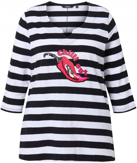 Ulla Popken Chilli Pepper Sequined 3/4 Sleeve Graphic Tee Black - T-särgid - 