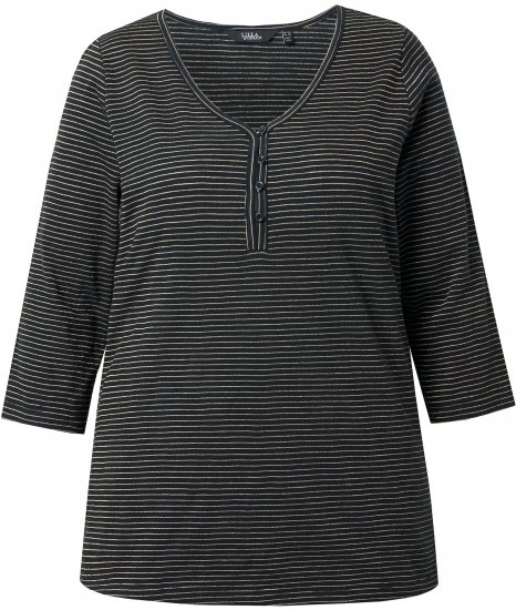 Ulla Popken Glitter Stripe 3/4 Sleeve Tee Anthracite - Trükitud/pildiga T-särgid naistele - 