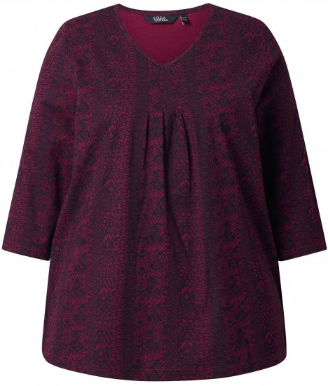 Ulla Popken Mixed Pattern Stripe 3/4 Sleeve Tee Black - T-särgid - 