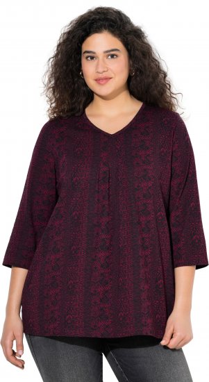 Ulla Popken Mixed Pattern Stripe 3/4 Sleeve Tee Black - T-särgid - 