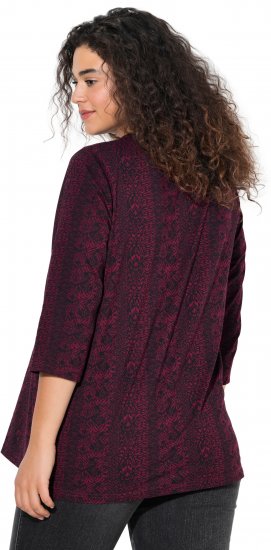 Ulla Popken Mixed Pattern Stripe 3/4 Sleeve Tee Black - T-särgid - 