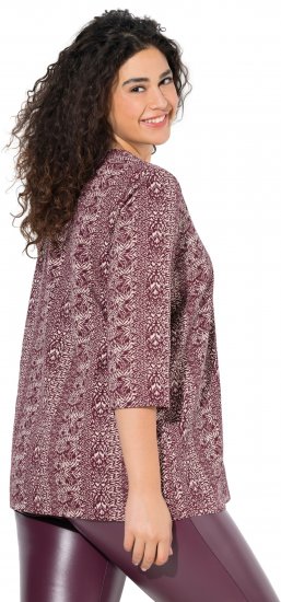 Ulla Popken Mixed Pattern Stripe 3/4 Sleeve Tee Dark Cherry Red - T-särgid - 