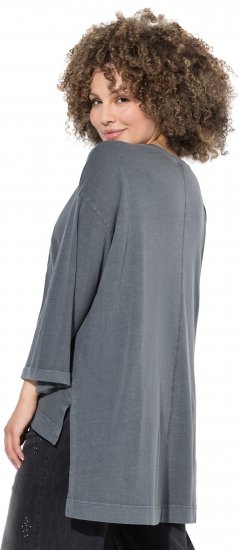 Ulla Popken 87 Applique Oversized Long Sleeve Tee Graphite Grey - T-särgid - 
