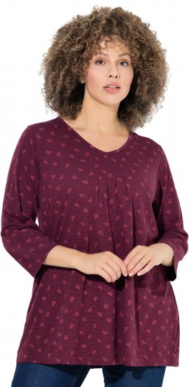Ulla Popken Flower Print 3/4 Sleeve Tee Dark Ruby - T-särgid - 