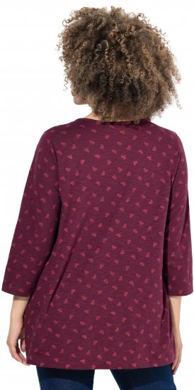 Ulla Popken Flower Print 3/4 Sleeve Tee Dark Ruby - T-särgid - 