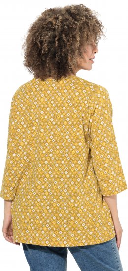 Ulla Popken Graphic Print Pleated 3/4 Sleeve Tee Mocha Brown - T-särgid - 
