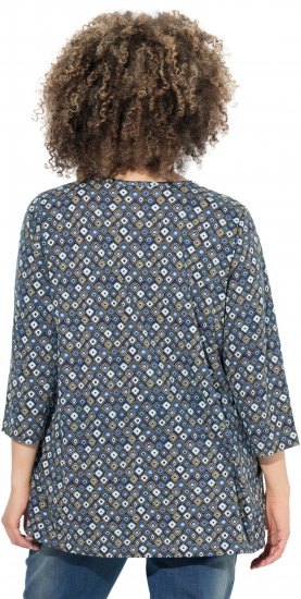 Ulla Popken Graphic Print Pleated 3/4 Sleeve Tee Atlantic Blue - T-särgid - 