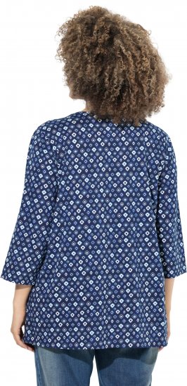 Ulla Popken Graphic Print Pleated 3/4 Sleeve Tee Blue - T-särgid - 
