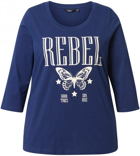 Ulla Popken Rebel 3/4 Sleeve Graphic Tee Ink Blue - T-särgid - 