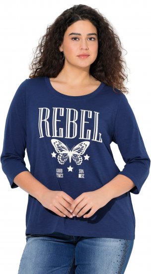 Ulla Popken Rebel 3/4 Sleeve Graphic Tee Ink Blue - T-särgid - 