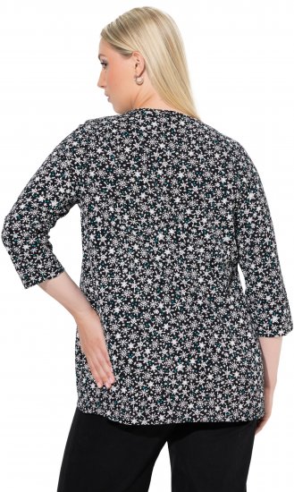 Ulla Popken Snowflake Print 3/4 Sleeve Tee Black - T-särgid - 