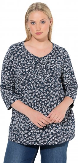 Ulla Popken Snowflake Print 3/4 Sleeve Tee Navy - T-särgid - 