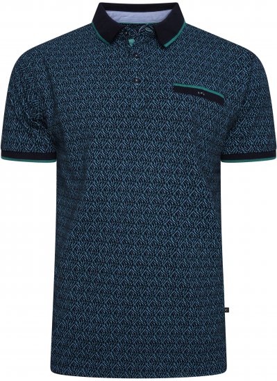 Kam Jeans 5527 AOP Pique Polo with Tipping on Collar/Cuffs Navy - Polosärgid - Meeste suured polosärgid 2XL – 8XL