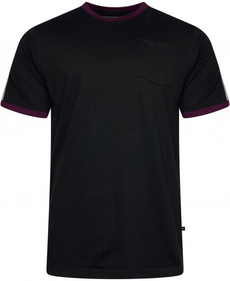 Kam Jeans 5781 Ringer Tee with Shoulder Tape Black - T-särgid - Suured T-särgid 2XL – 14XL