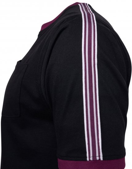 Kam Jeans 5781 Ringer Tee with Shoulder Tape Black - T-särgid - Suured T-särgid 2XL – 14XL