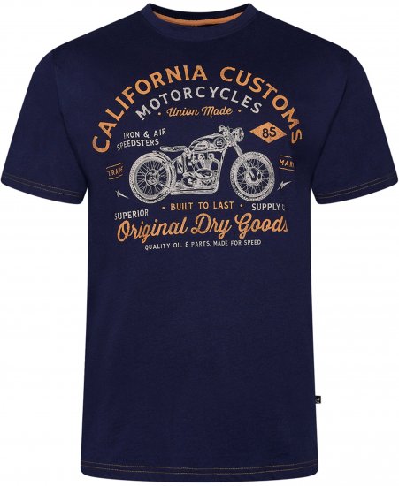 Kam Jeans 5787 California Customs Print Tee Navy - T-särgid - Suured T-särgid 2XL – 14XL