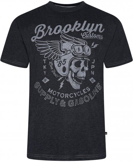 Kam Jeans 5788 Brooklyn Motorcycle Skull Print Tee Black - T-särgid - Suured T-särgid 2XL – 14XL