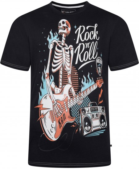 Kam Jeans 5791 Rock N Roll Skull Print Tee Black - T-särgid - Suured T-särgid 2XL – 14XL