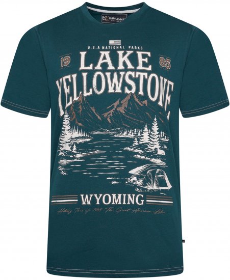 Kam Jeans 5792 Lake Yellowstone Print Tee Dark Sea - T-särgid - Suured T-särgid 2XL – 14XL