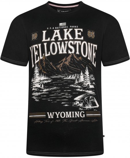 Kam Jeans 5792 Lake Yellowstone Print Tee Black - T-särgid - Suured T-särgid 2XL – 14XL