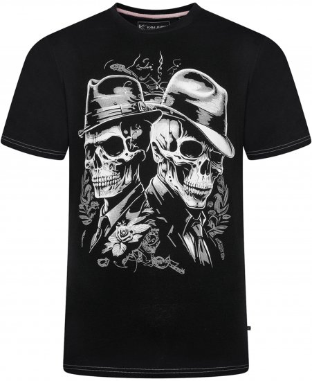 Kam Jeans 5796 Twin Gentleman Skull Print Tee Black - T-särgid - Suured T-särgid 2XL – 14XL