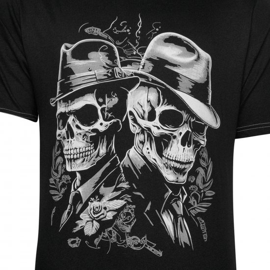 Kam Jeans 5796 Twin Gentleman Skull Print Tee Black - T-särgid - Suured T-särgid 2XL – 14XL