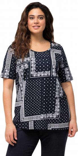 Ulla Popken Paisley A-Line Short Sleeve Tee Navy Blue - Trükitud/pildiga T-särgid naistele - 