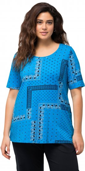 Ulla Popken Paisley A-Line Short Sleeve Tee Sapphire Blue - Trükitud/pildiga T-särgid naistele - 