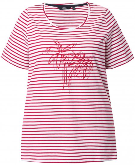 Ulla Popken Palm Tree Embroidered Tee Dark Raspberry - Trükitud/pildiga T-särgid naistele - 