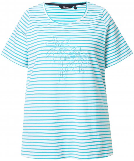 Ulla Popken Palm Tree Embroidered Tee Deep Aqua - Trükitud/pildiga T-särgid naistele - 