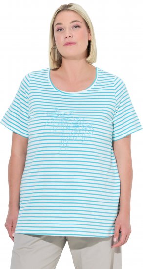 Ulla Popken Palm Tree Embroidered Tee Deep Aqua - Trükitud/pildiga T-särgid naistele - 