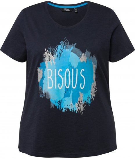 Ulla Popken BISOUS Short Sleeve Graphic Tee Navy Blue - Trükitud/pildiga T-särgid naistele - 