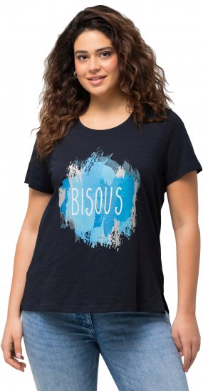 Ulla Popken BISOUS Short Sleeve Graphic Tee Navy Blue - Trükitud/pildiga T-särgid naistele - 