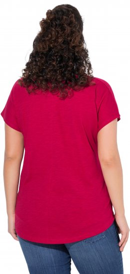 Ulla Popken Metallic Animal Cap Sleeve Graphic Tee Dark Raspberry - Trükitud/pildiga T-särgid naistele - 