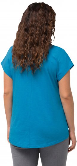 Ulla Popken Metallic Animal Cap Sleeve Graphic Tee Sapphire Blue - Trükitud/pildiga T-särgid naistele - 