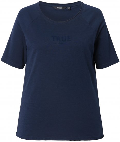 Ulla Popken TRUE Lettering Short Sleeve Tee Navy Blue - Trükitud/pildiga T-särgid naistele - 