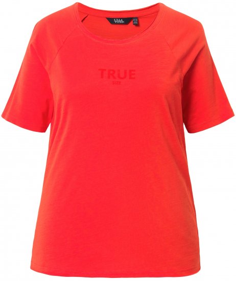Ulla Popken TRUE Lettering Short Sleeve Tee Neon Red - Trükitud/pildiga T-särgid naistele - 