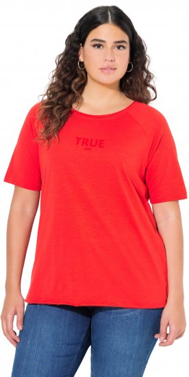 Ulla Popken TRUE Lettering Short Sleeve Tee Neon Red - Trükitud/pildiga T-särgid naistele - 