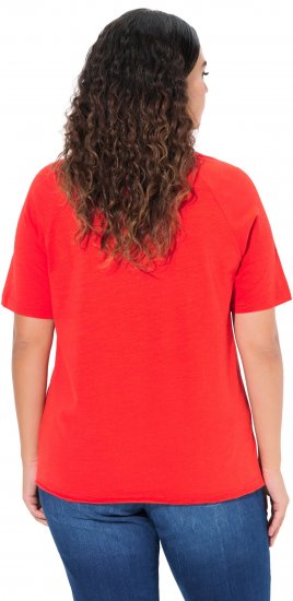 Ulla Popken TRUE Lettering Short Sleeve Tee Neon Red - Trükitud/pildiga T-särgid naistele - 