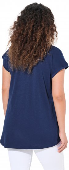 Ulla Popken Half-Sleeve A-line V-Neck Boat Pattern T-Shirt Ink Blue - Trükitud/pildiga T-särgid naistele - 